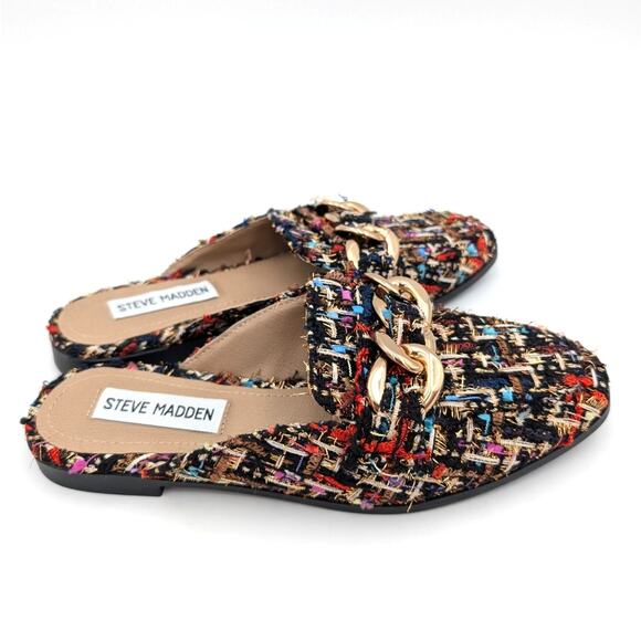 Steve Madden Cassady Loafer Mule Women's Leather White Multi Color Size US5M - Picture 4 of 11